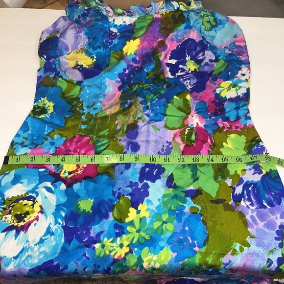 VTG 70’s Floral Hawaiian Ruffle Dress Sun Fashions Of Hawaii Honolulu Size 14 - Picture 10 of 10